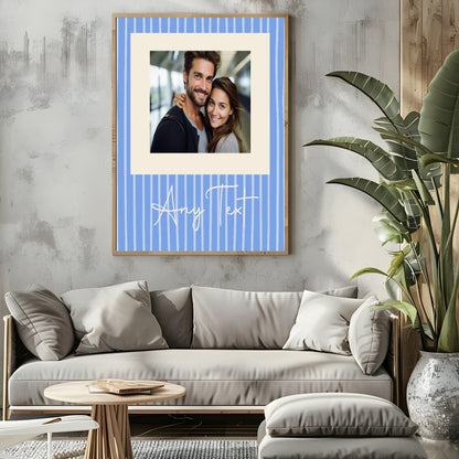 Personalised Blue Stripe Photo Print