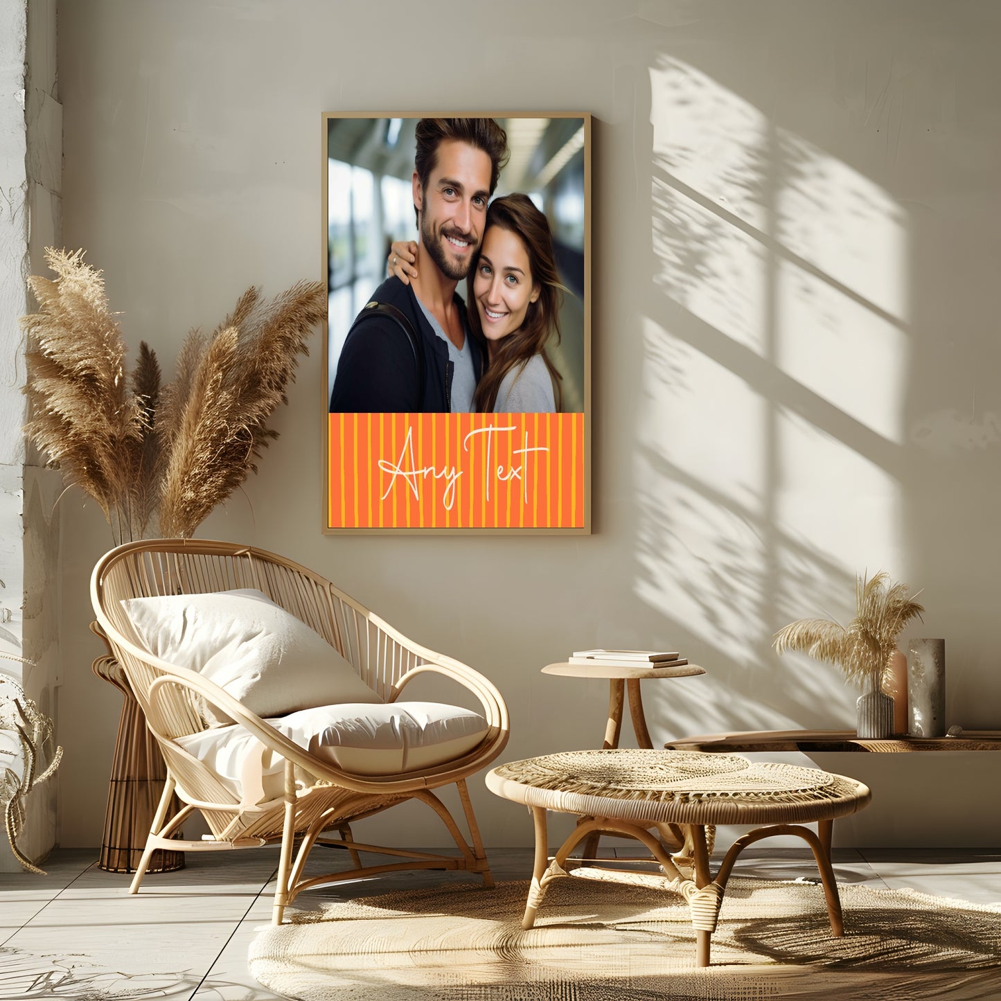 Personalised Orange & Yellow Stripe Photo Print