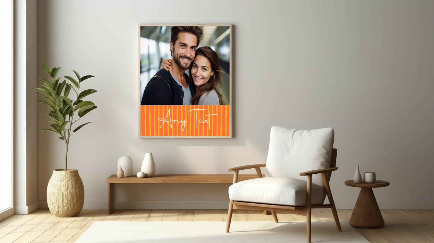 Personalised Orange & Yellow Stripe Photo Print