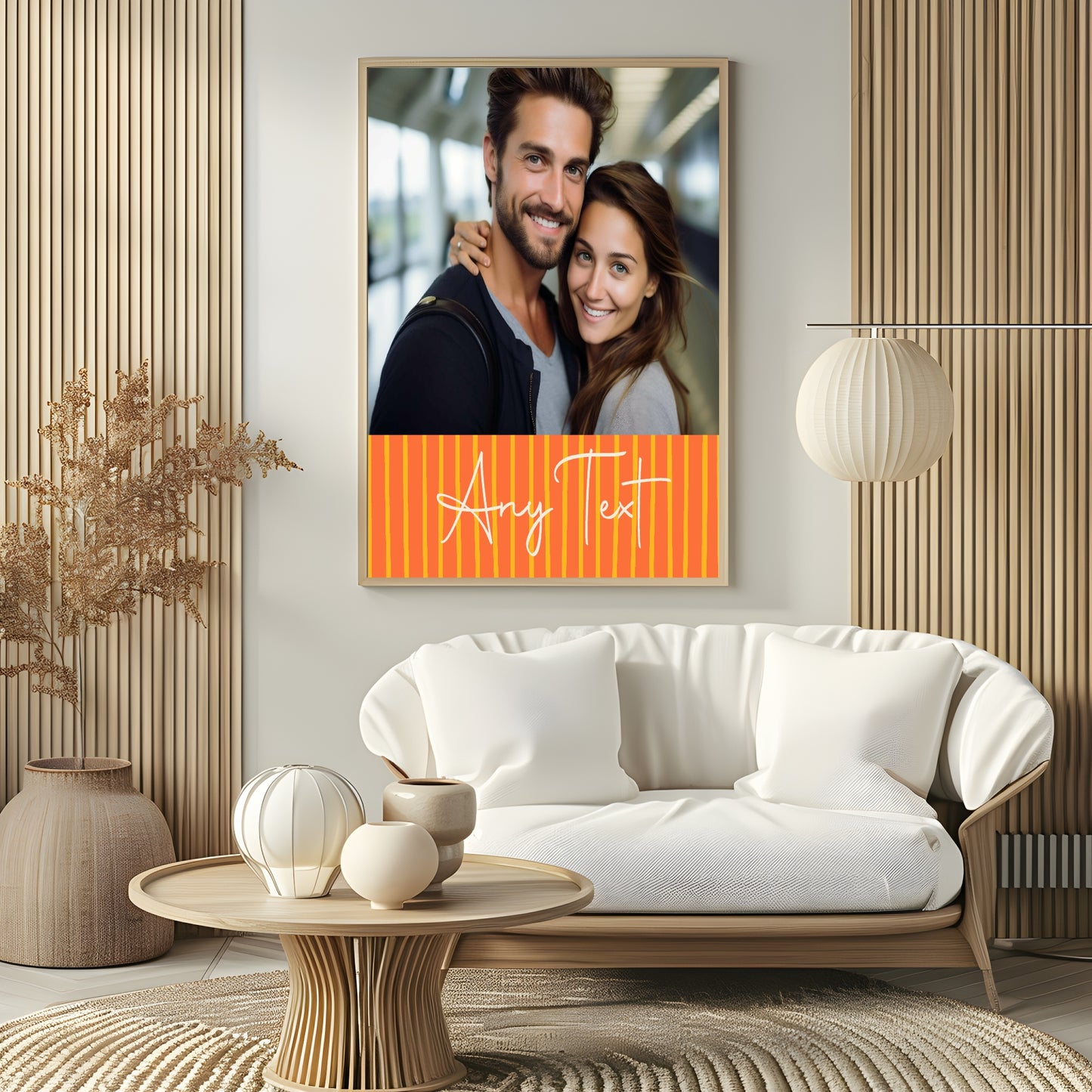 Personalised Orange & Yellow Stripe Photo Print