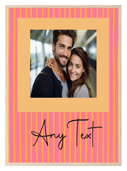 Personalised Pink & Yellow Stripe Photo Print