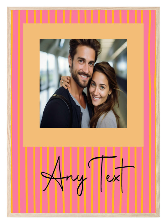Personalised Pink & Yellow Stripe Photo Print
