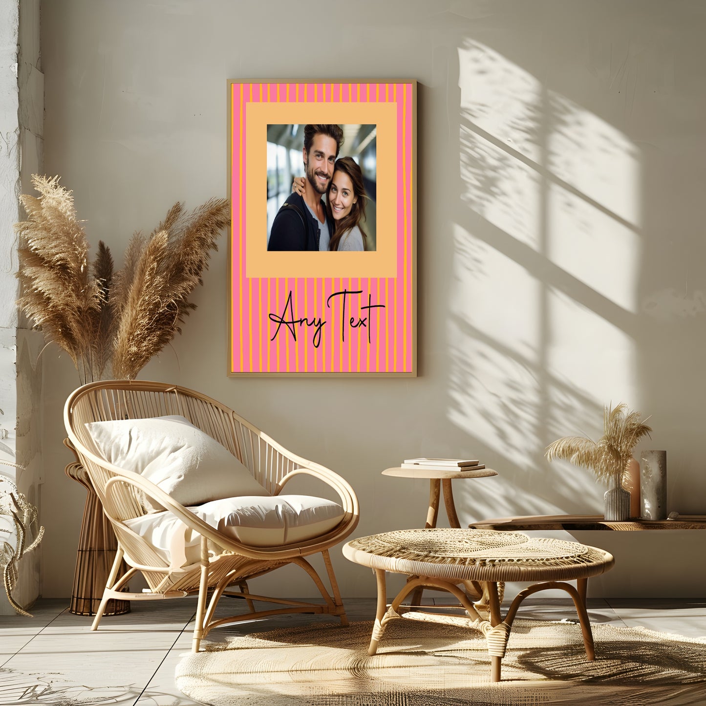 Personalised Pink & Yellow Stripe Photo Print