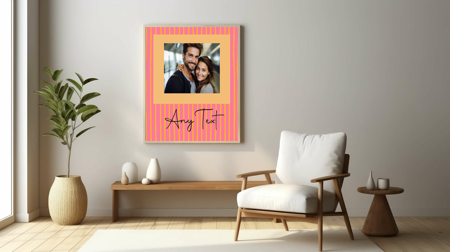 Personalised Pink & Yellow Stripe Photo Print