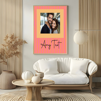 Personalised Pink & Yellow Stripe Photo Print