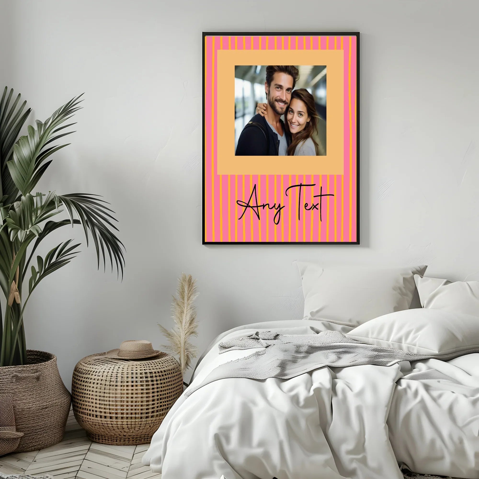 Personalised Pink & Yellow Stripe Photo Print - Larosier Prints