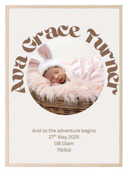 Personalised Birth Announcement Photo Print