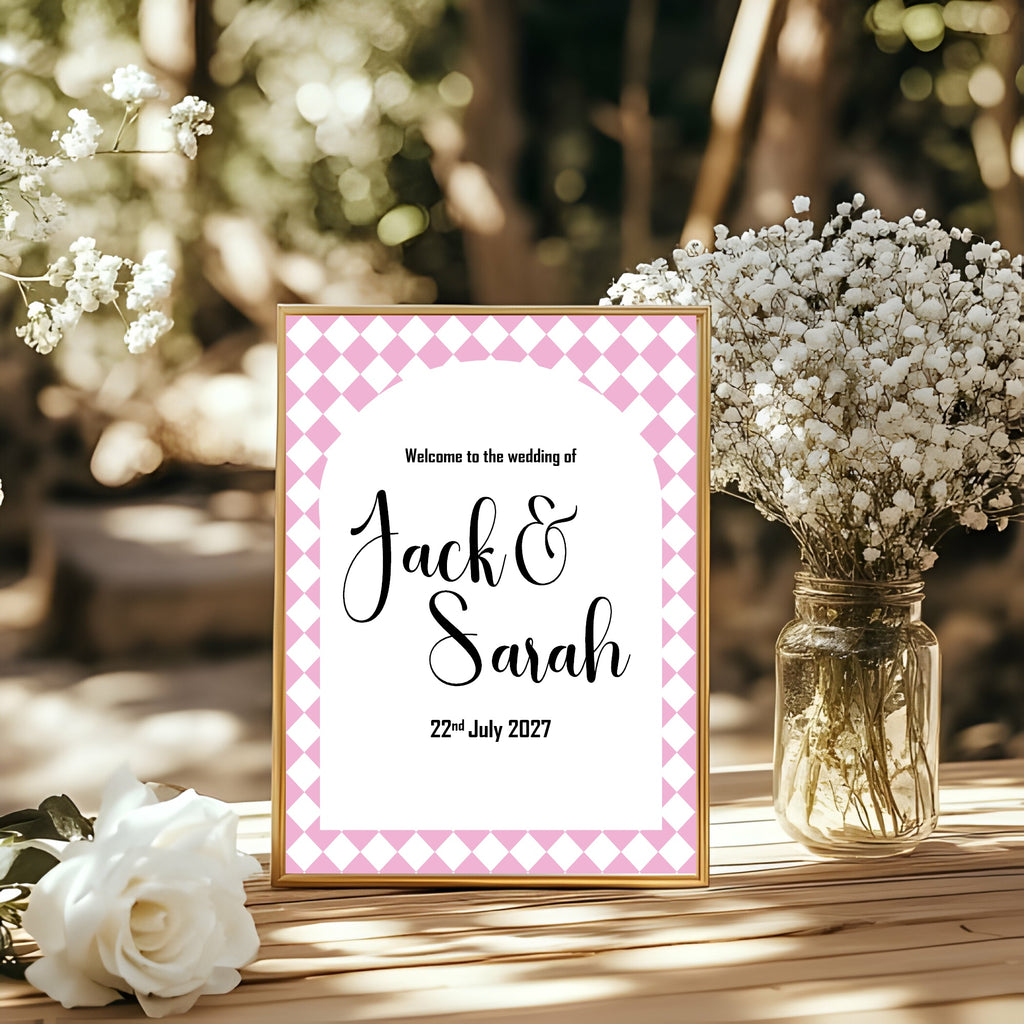 Harlequin Diamond Wedding Welcome Sign | Multiple Colour Options