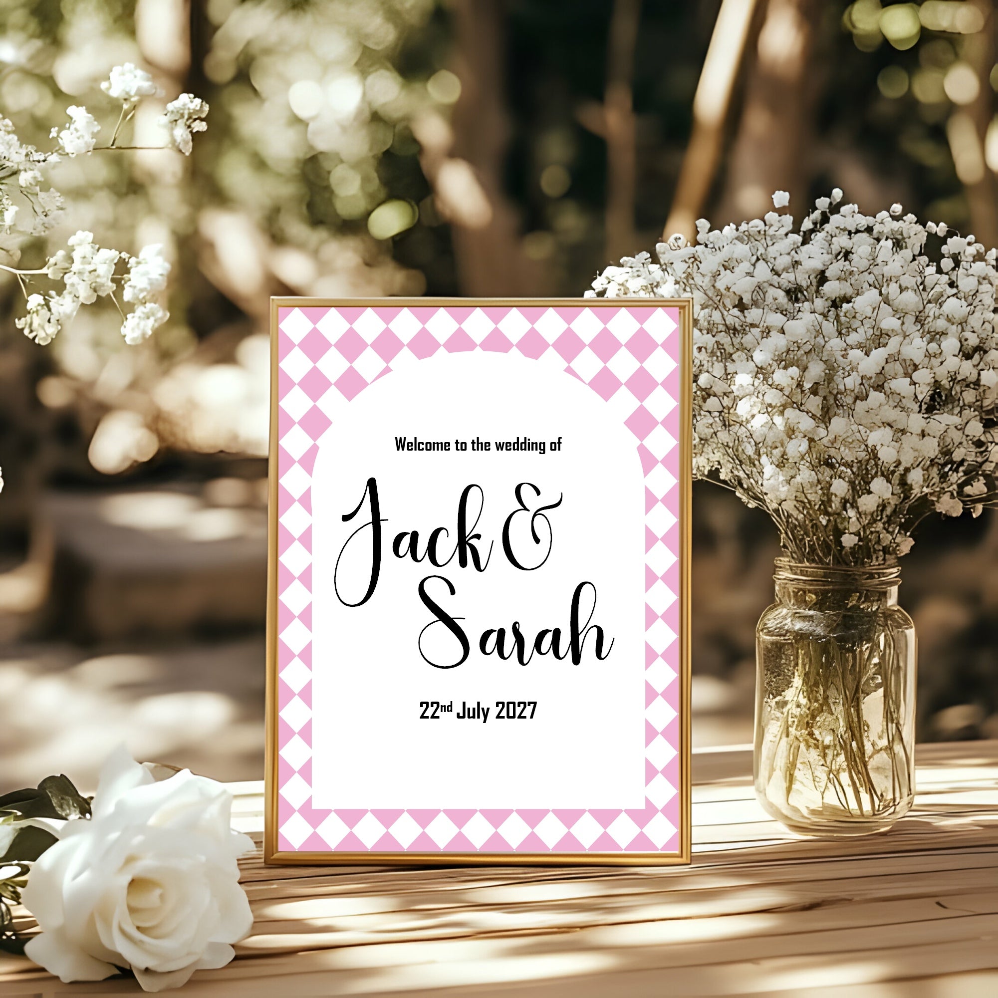Harlequin Diamond Wedding Welcome Sign | Multiple Colour Options