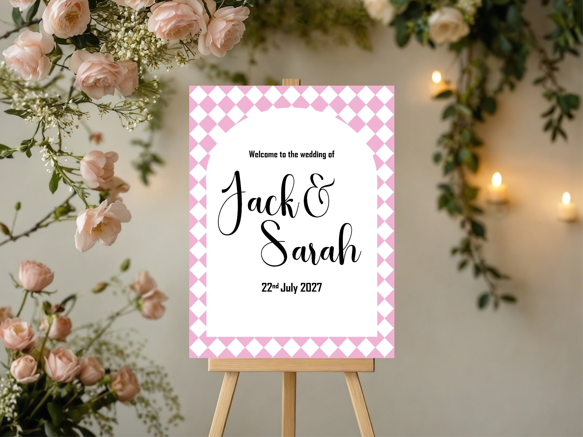 Harlequin Diamond Wedding Welcome Sign | Multiple Colour Options