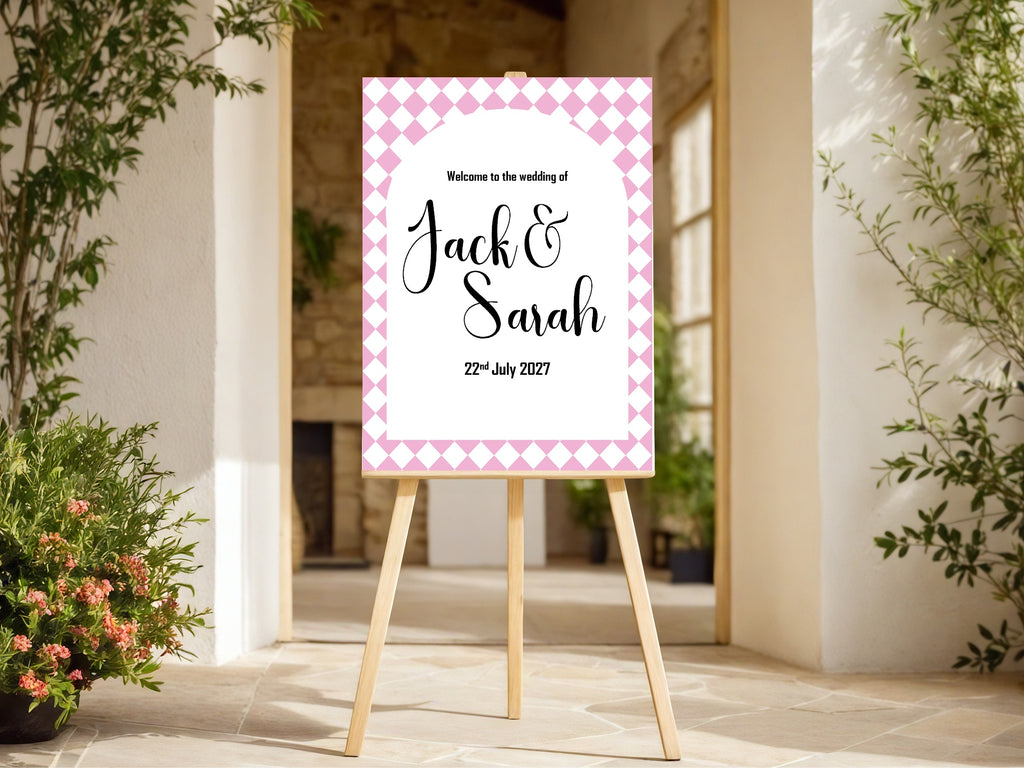 Harlequin Diamond Wedding Welcome Sign | Multiple Colour Options