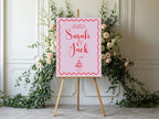 Champagne Party Wedding Welcome Sign | Pink & Red