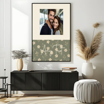 Personalised Floral Photo Print | Rust & Forest Green