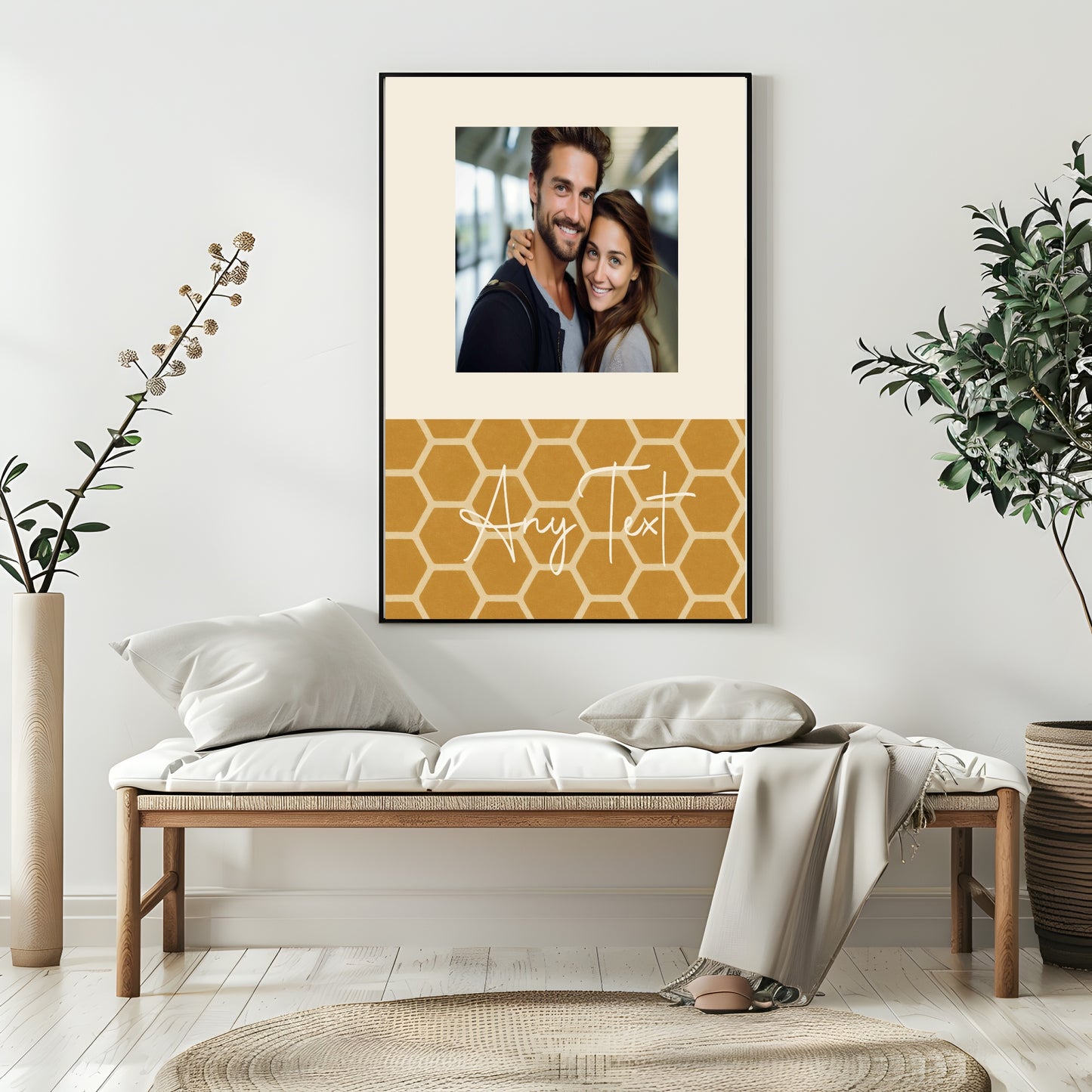 Personalised Autumnal Honeycomb Geometric Photo Print