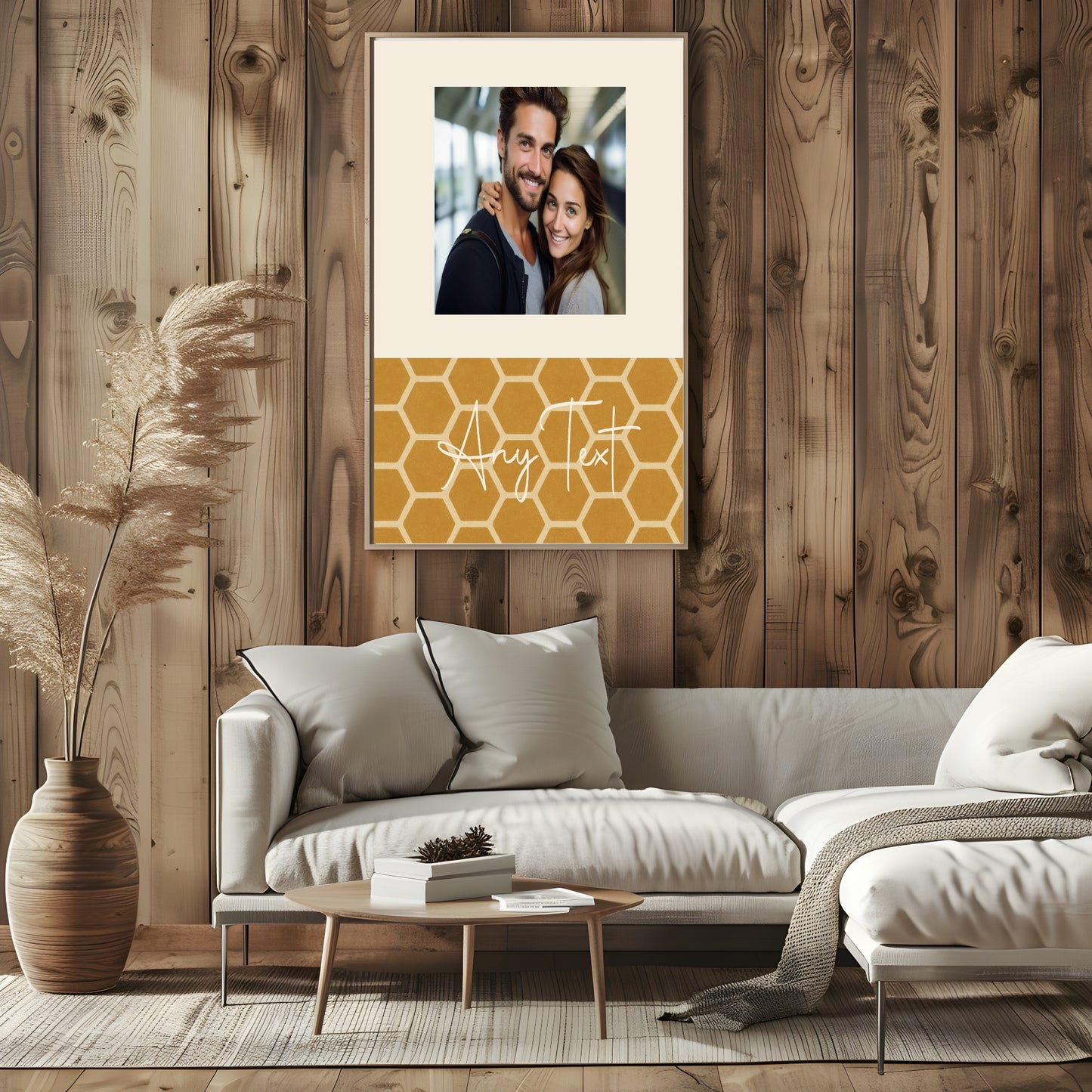 Personalised Autumnal Honeycomb Geometric Photo Print