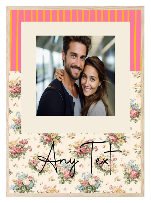 Personalised Floral & Stripes Photo Print