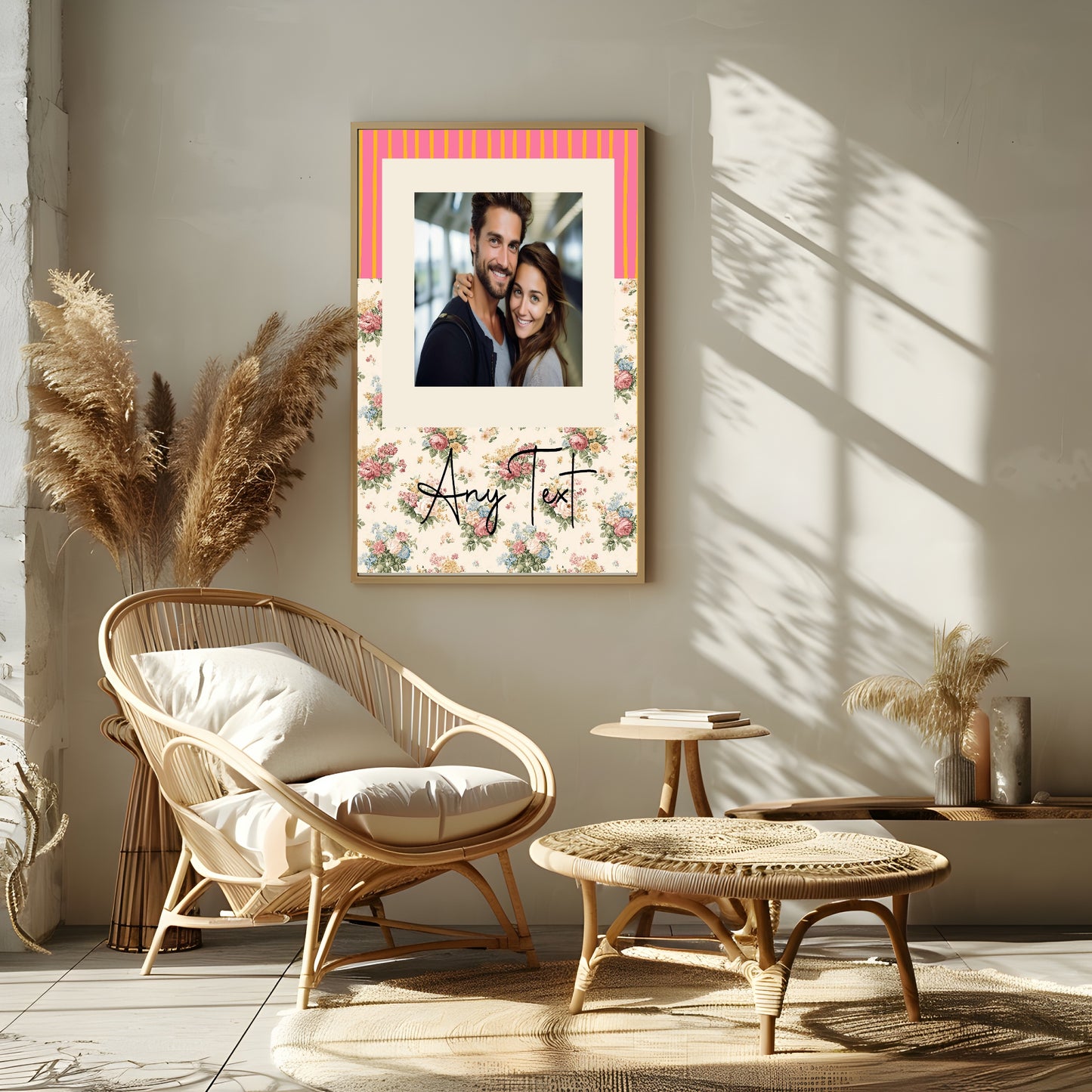 Personalised Floral & Stripes Photo Print