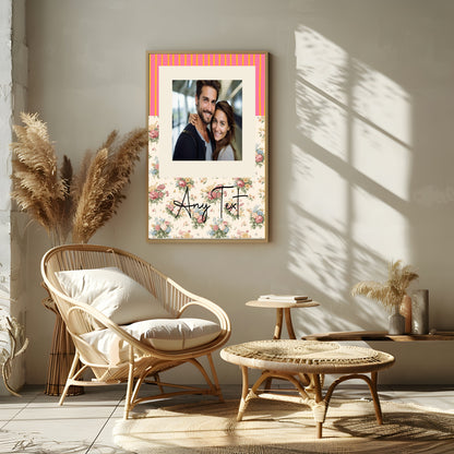 Personalised Floral & Stripes Photo Print