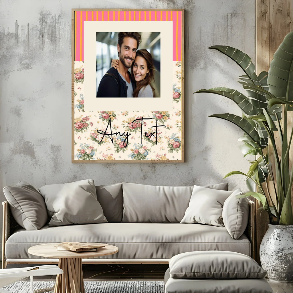 Personalised Floral & Stripes Photo Print - Larosier Prints