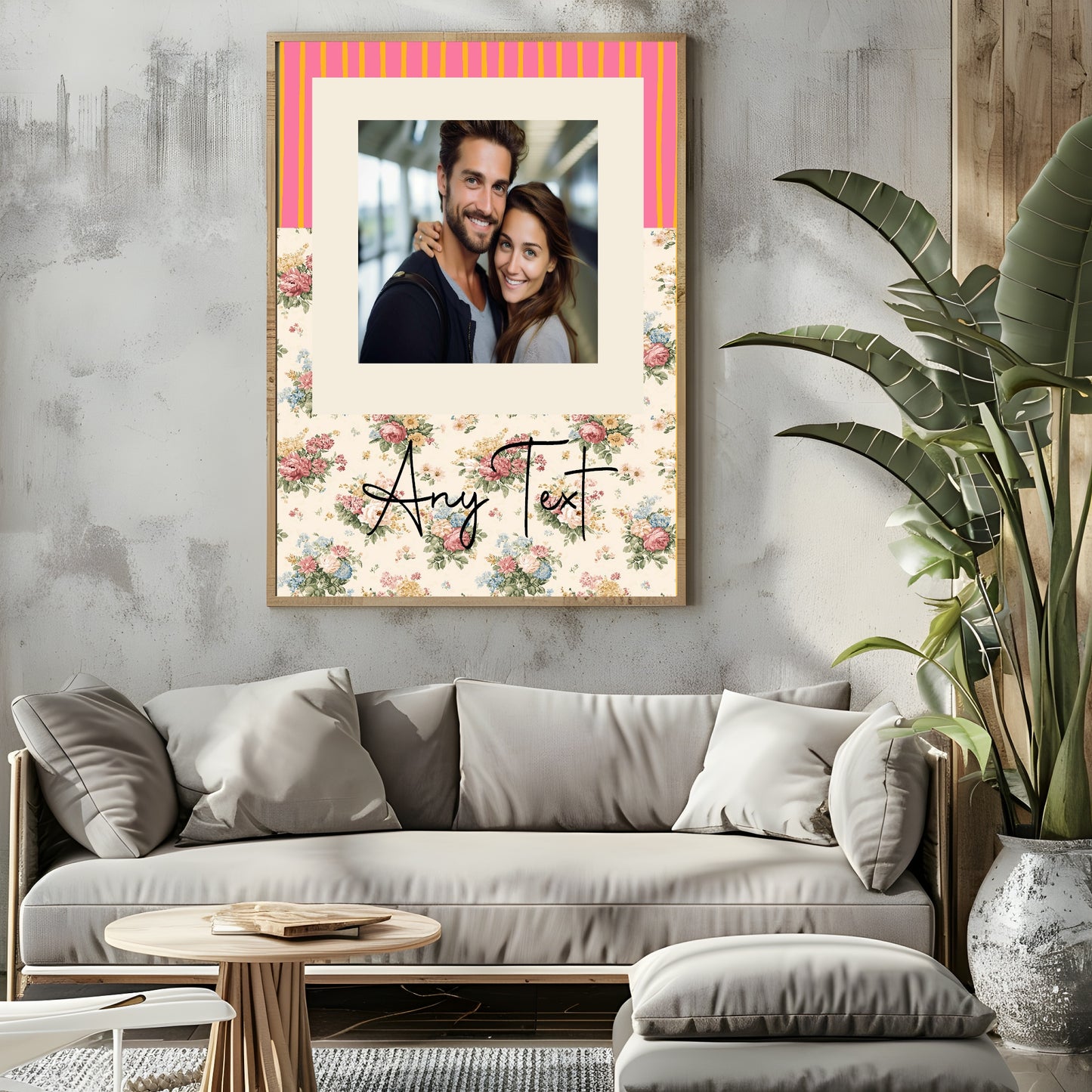 Personalised Floral & Stripes Photo Print