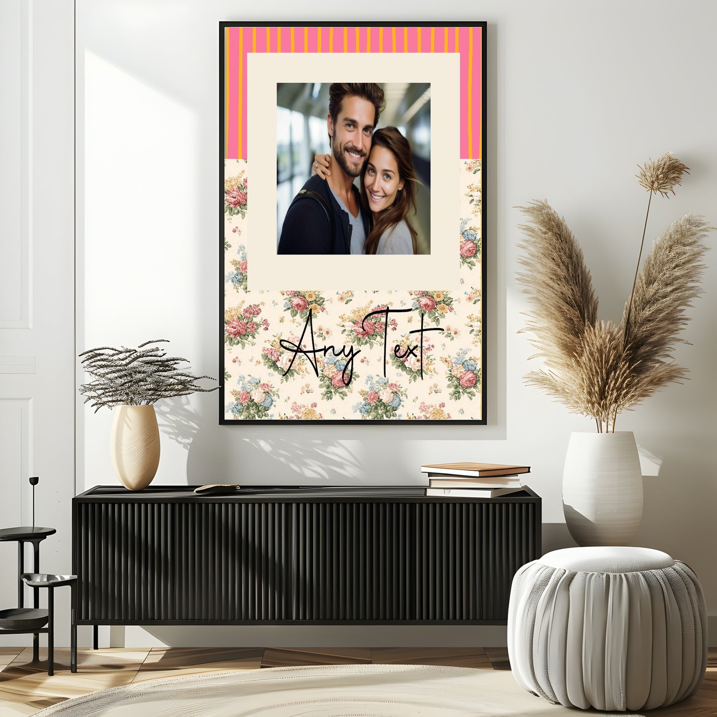 Personalised Floral & Stripes Photo Print
