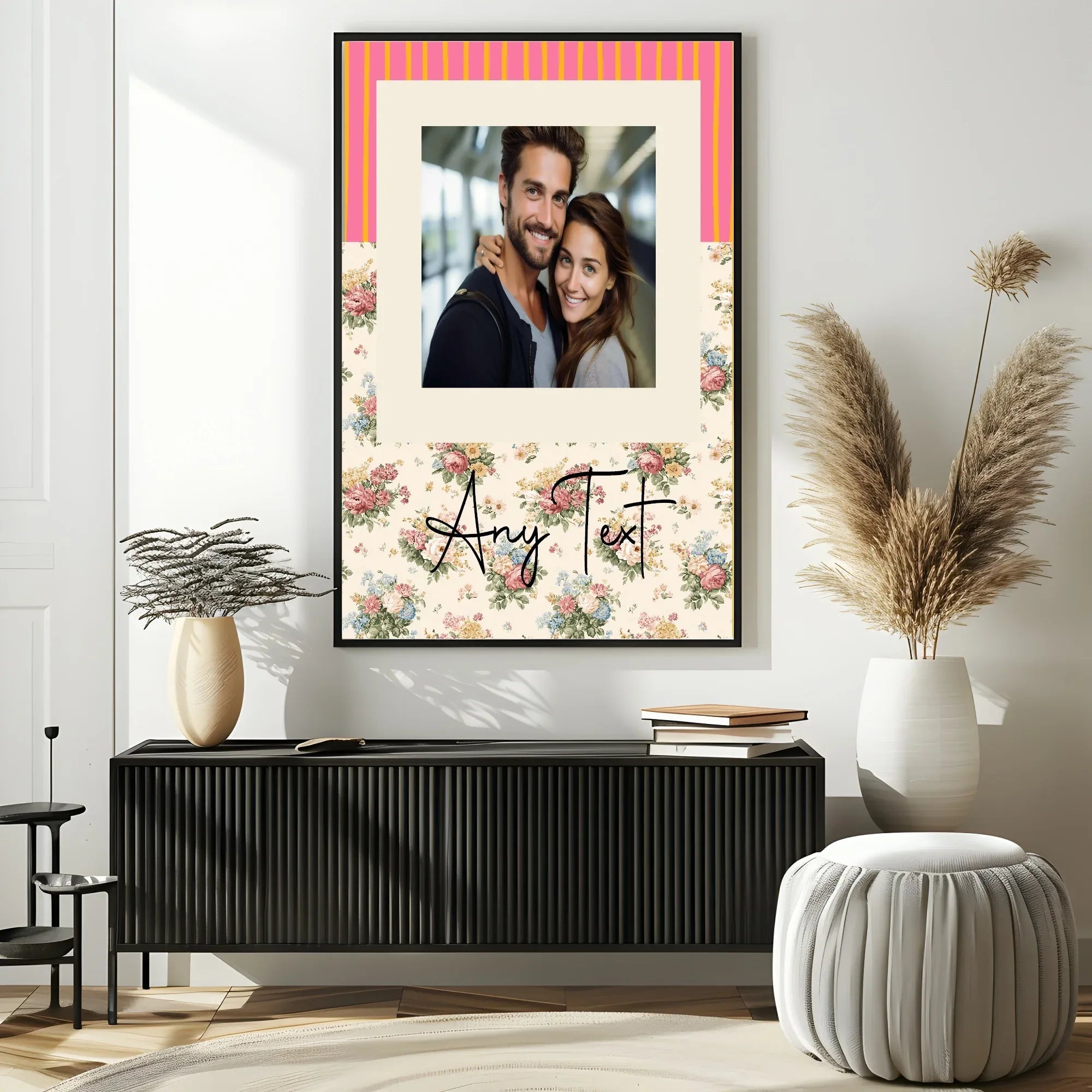 Personalised Floral & Stripes Photo Print - Larosier Prints