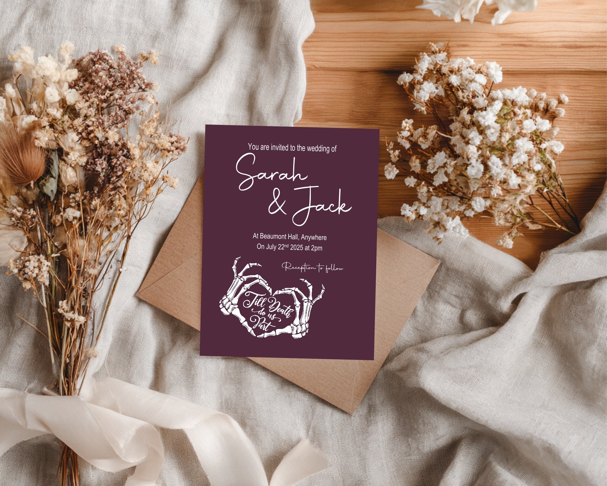 Gothic Welcome To Our Wedding Party Sign | Purple