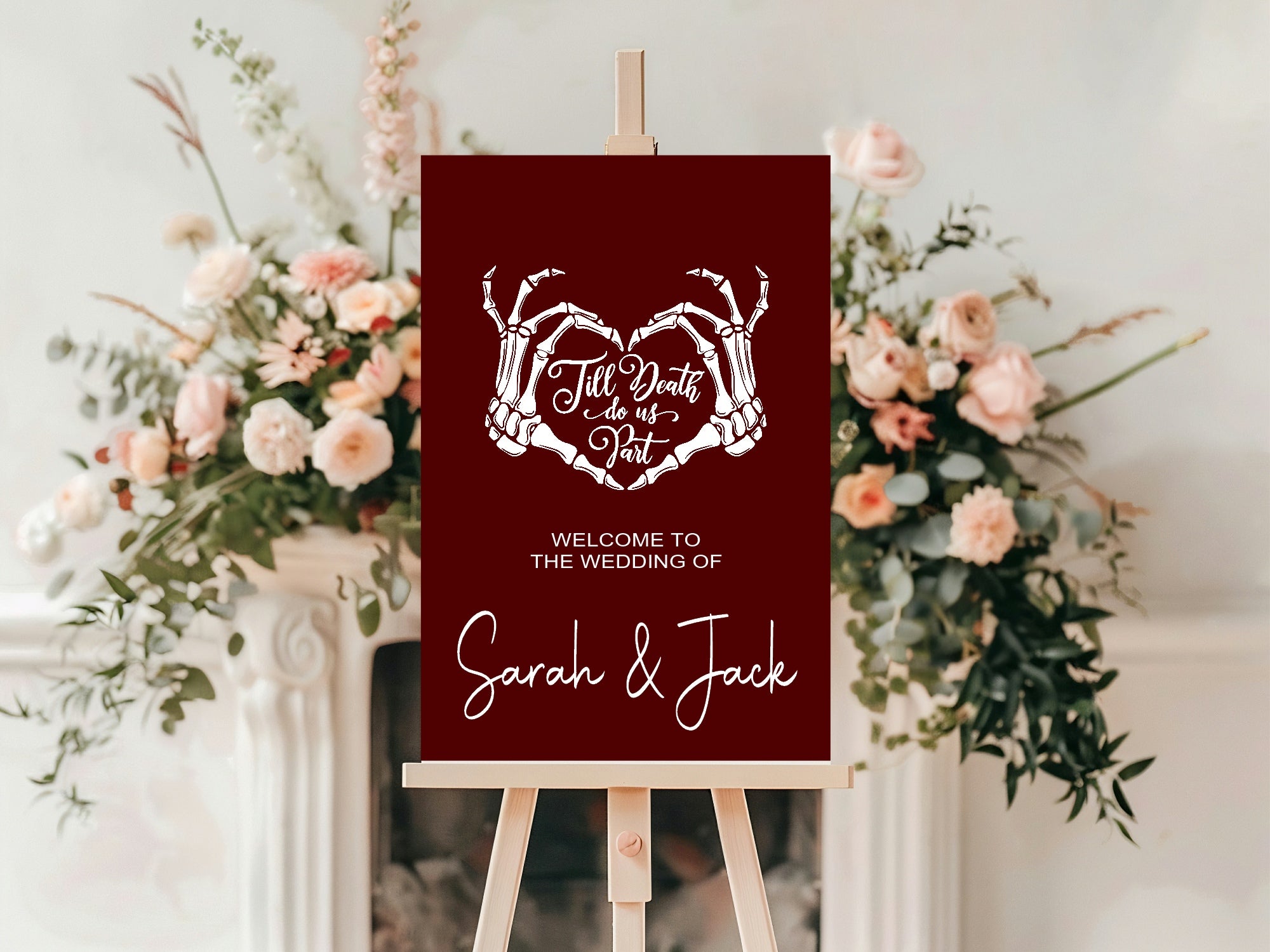 Gothic Welcome To Our Wedding Party Sign | Red