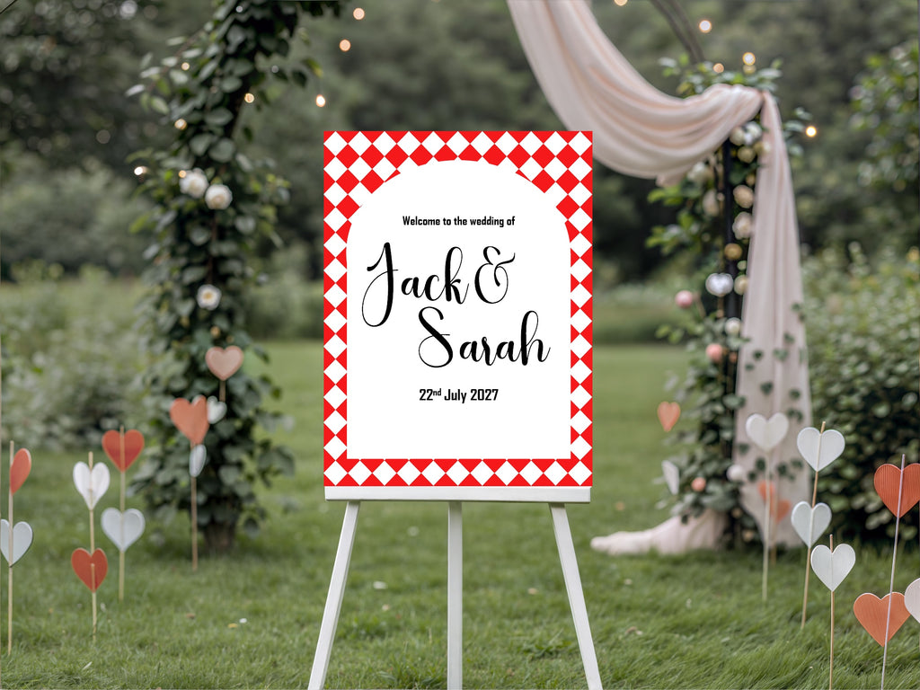 Harlequin Diamond Wedding Welcome Sign | Multiple Colour Options