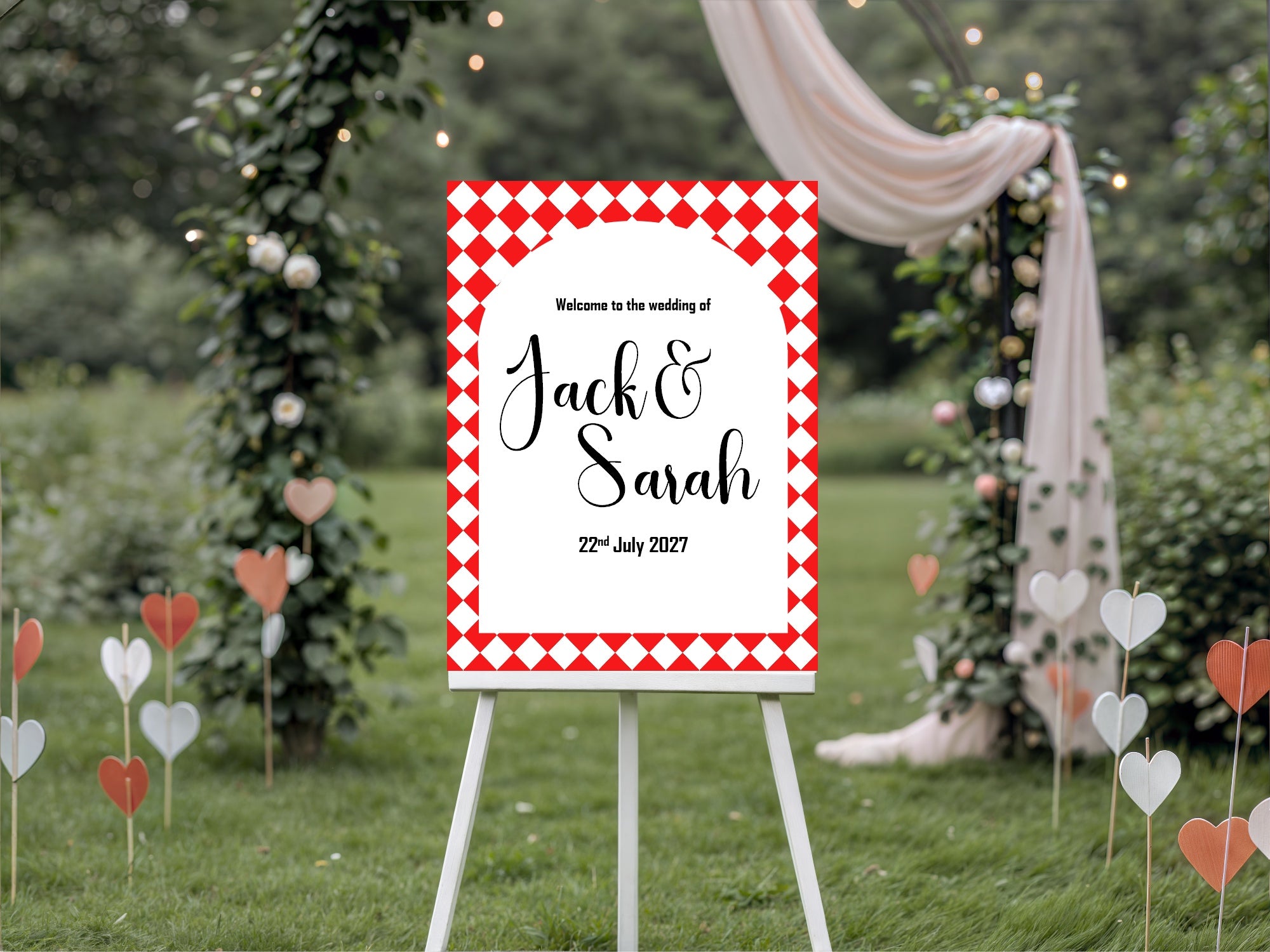 Harlequin Diamond Wedding Welcome Sign | Multiple Colour Options