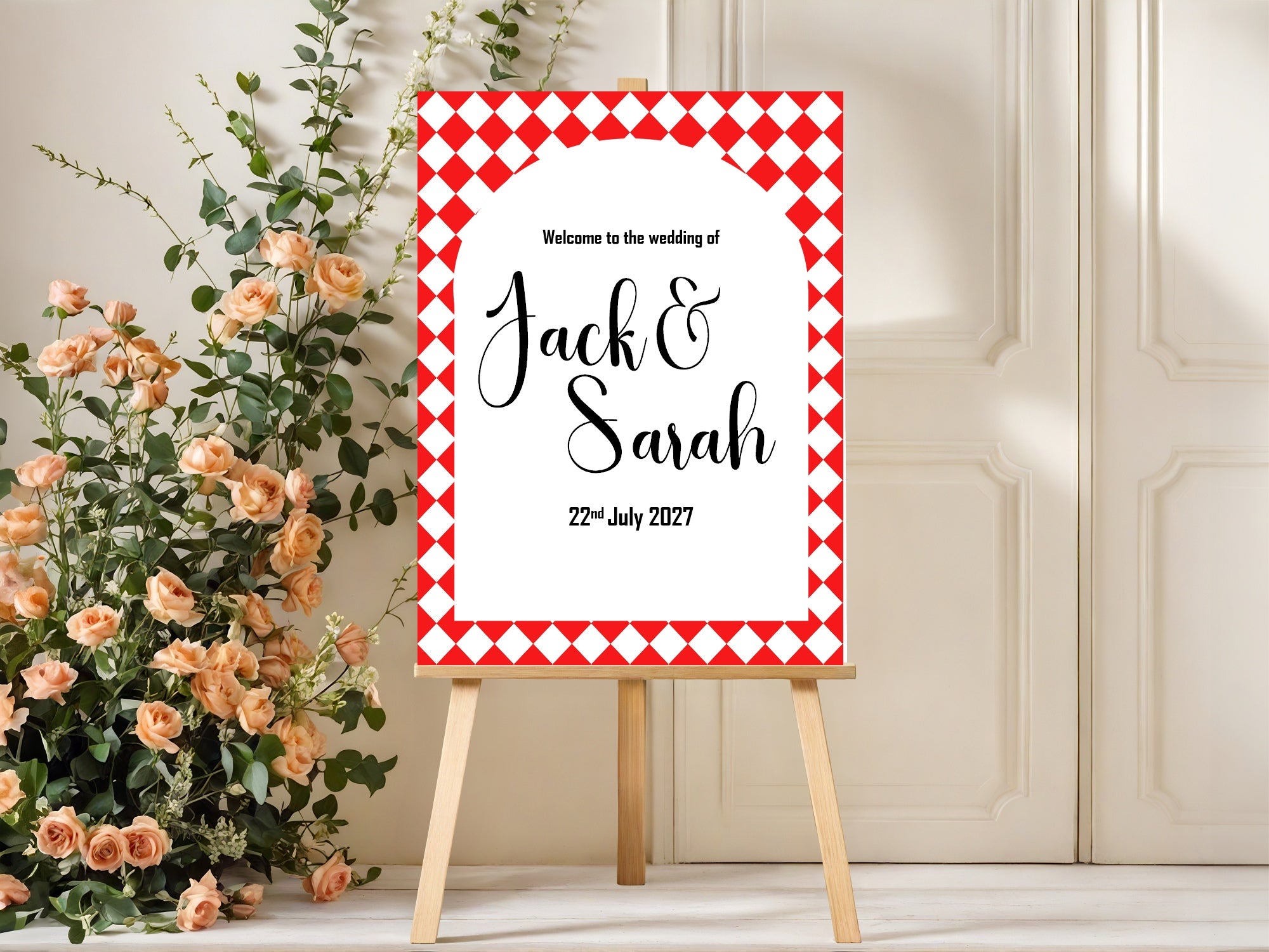 Harlequin Diamond Wedding Welcome Sign | Multiple Colour Options
