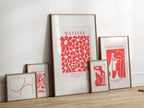 Red Abstract Line Art Print | Minimalist Wall Art | Modern Design - Larosier Prints