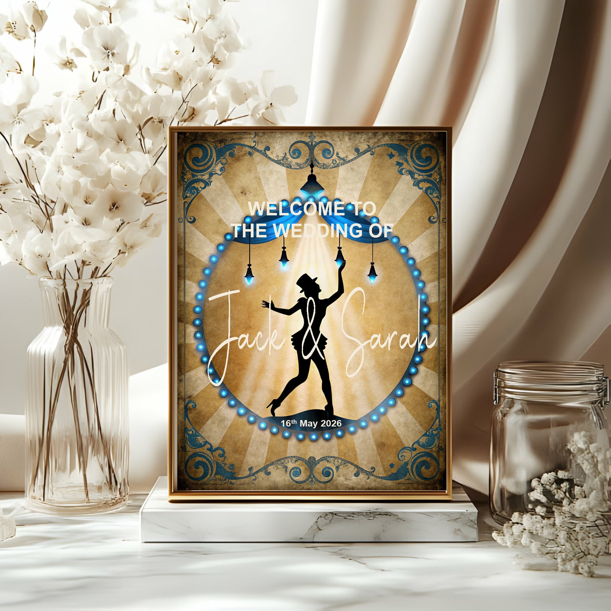 Gothic Dark Romance Circus Wedding Sign 300gsm double-sided personalised keepsake
