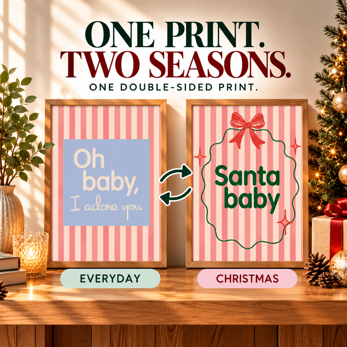 Christmas Santa Baby Forever Print | Double Sided