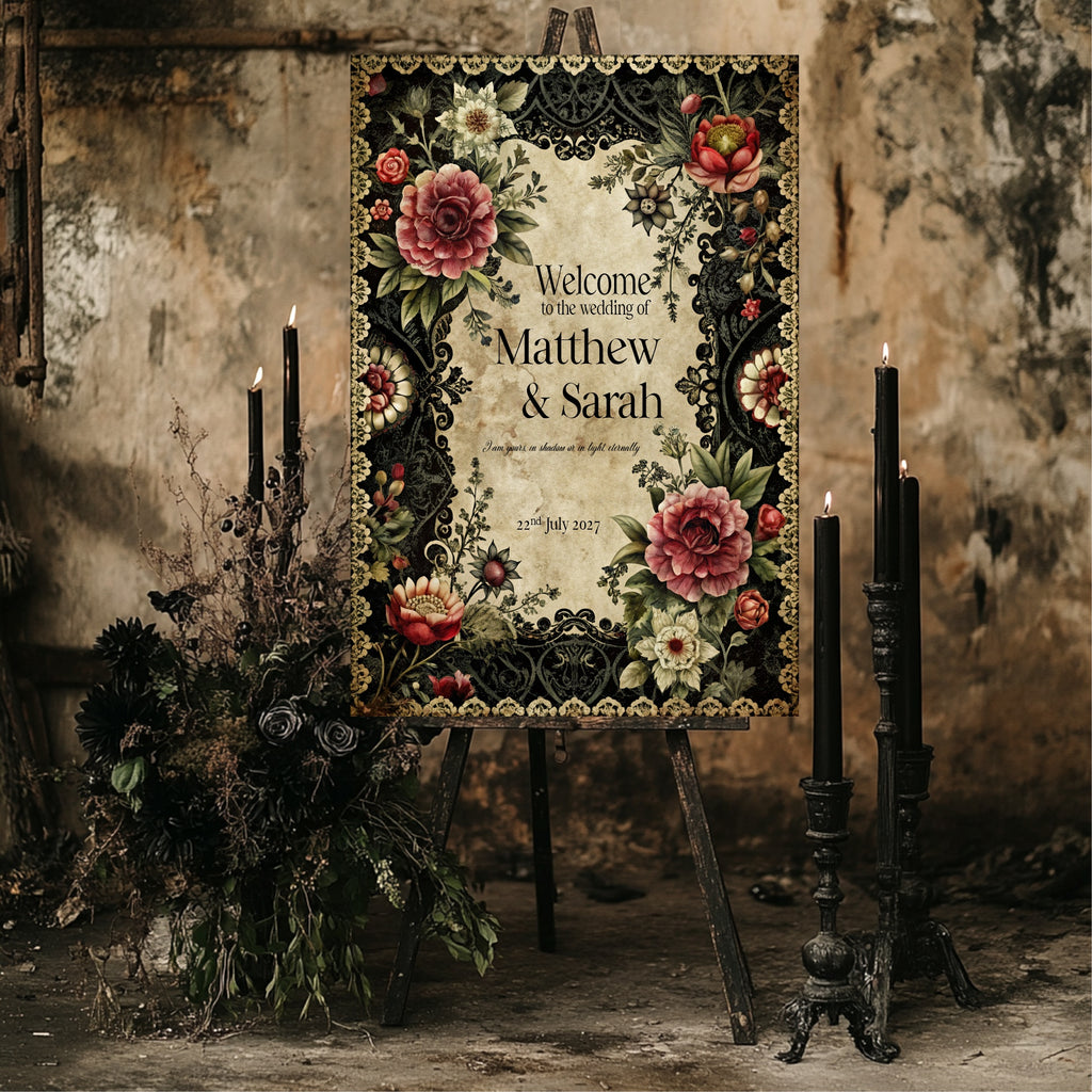 Gothic Floral Essentials Wedding Signage Bundle