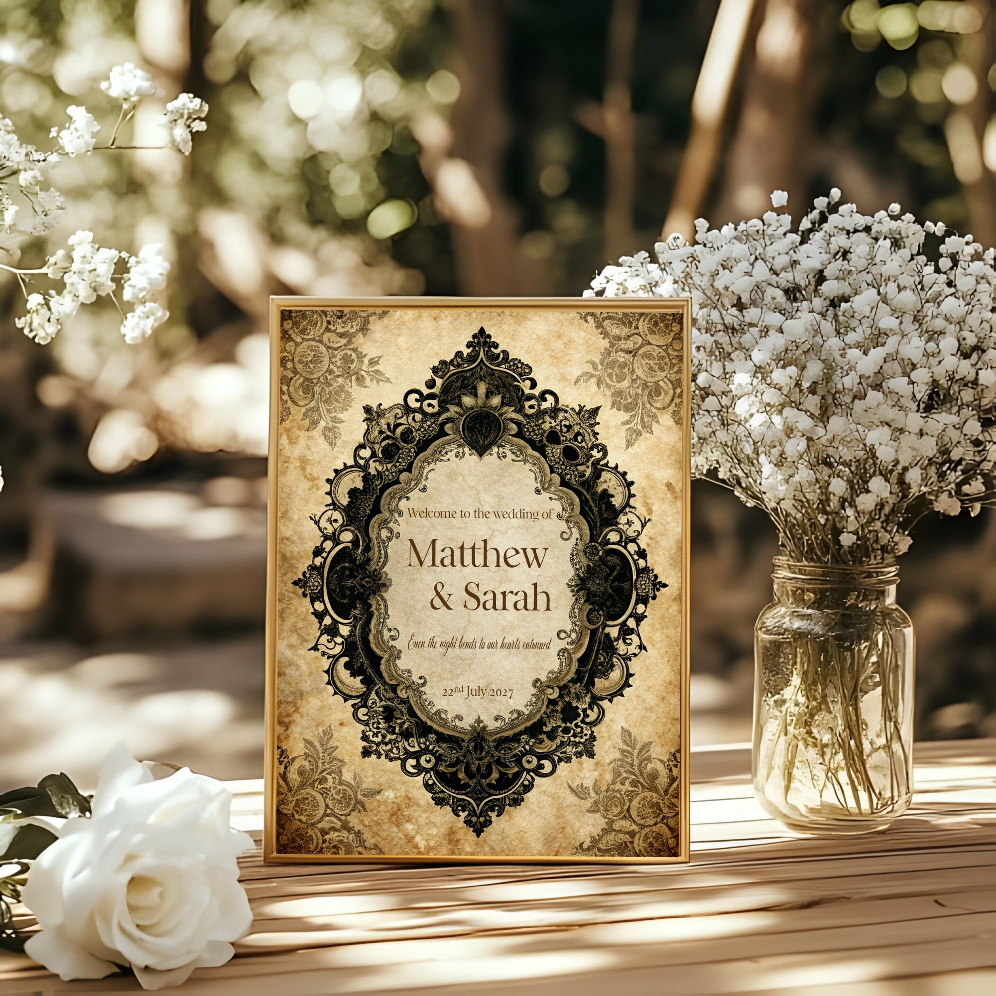 Black Lace Oval Frame Essentials Wedding Signage Bundle