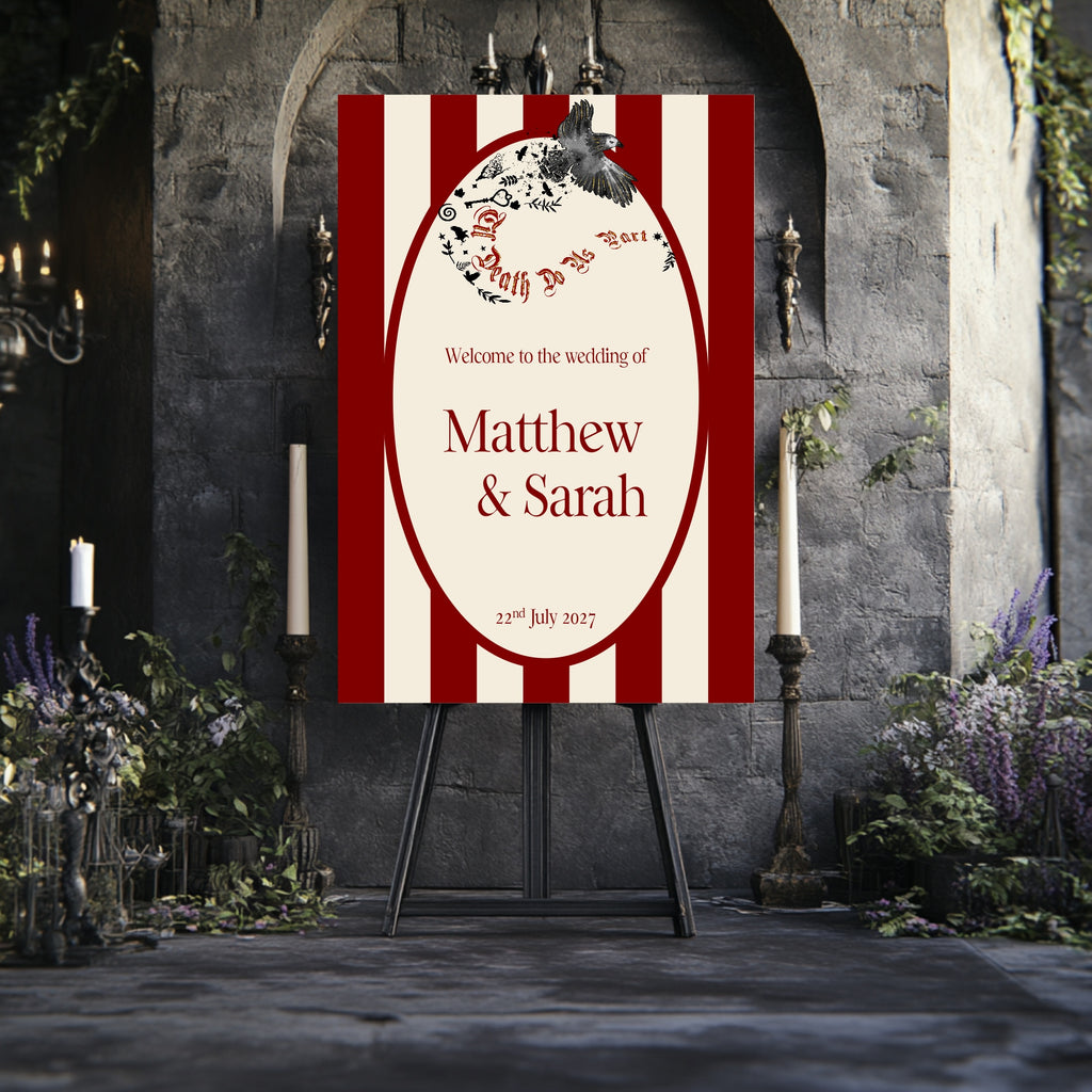 Gothic Bird Til Death Do Us Part Wedding Sign – Double Sided Forever Print