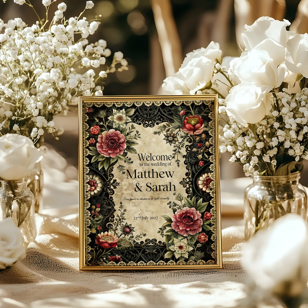 Gothic Floral Complete Wedding Signage Bundle