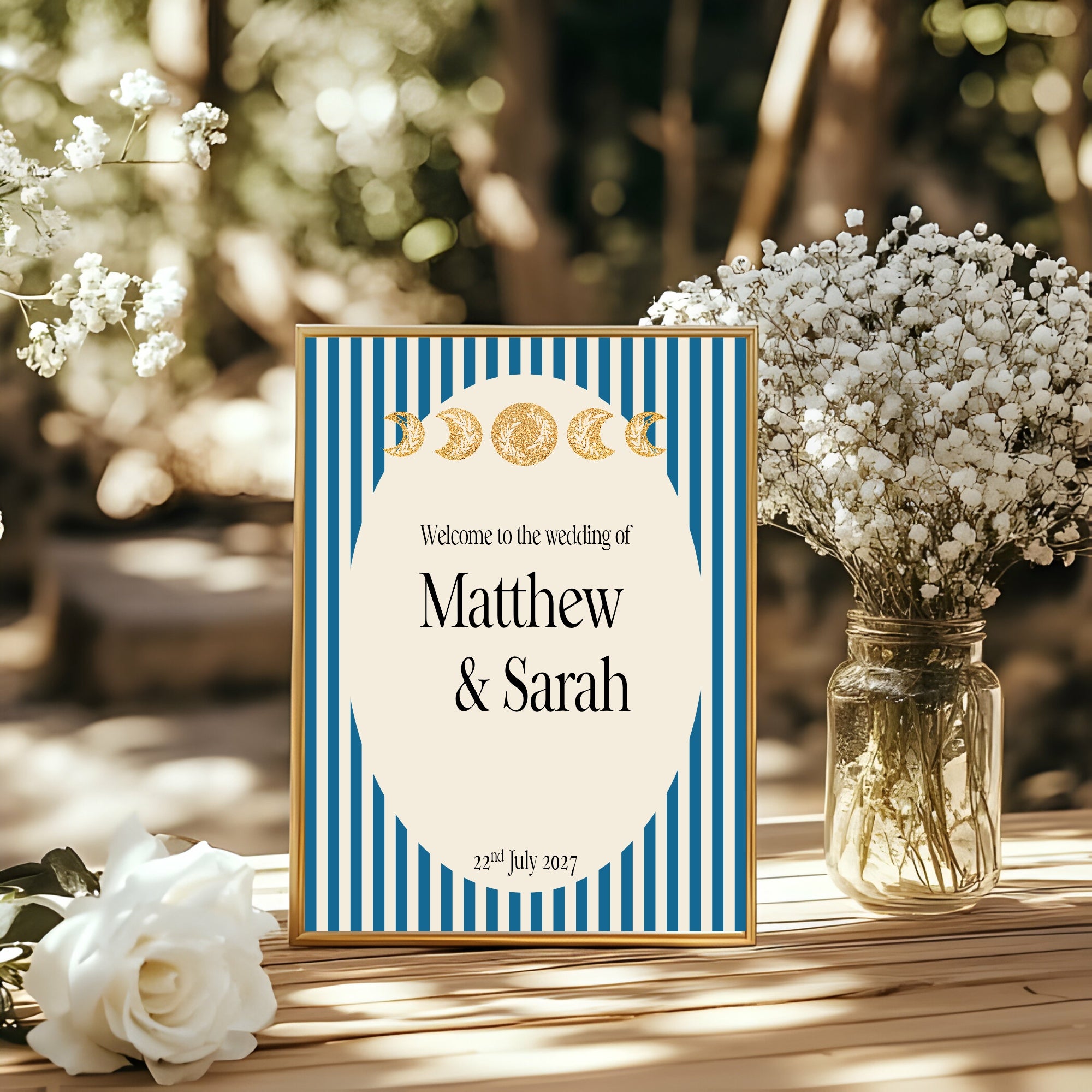 Pack of 10 Alternative Celestial Moon & Sun Wedding Wedding Invitations | Blue