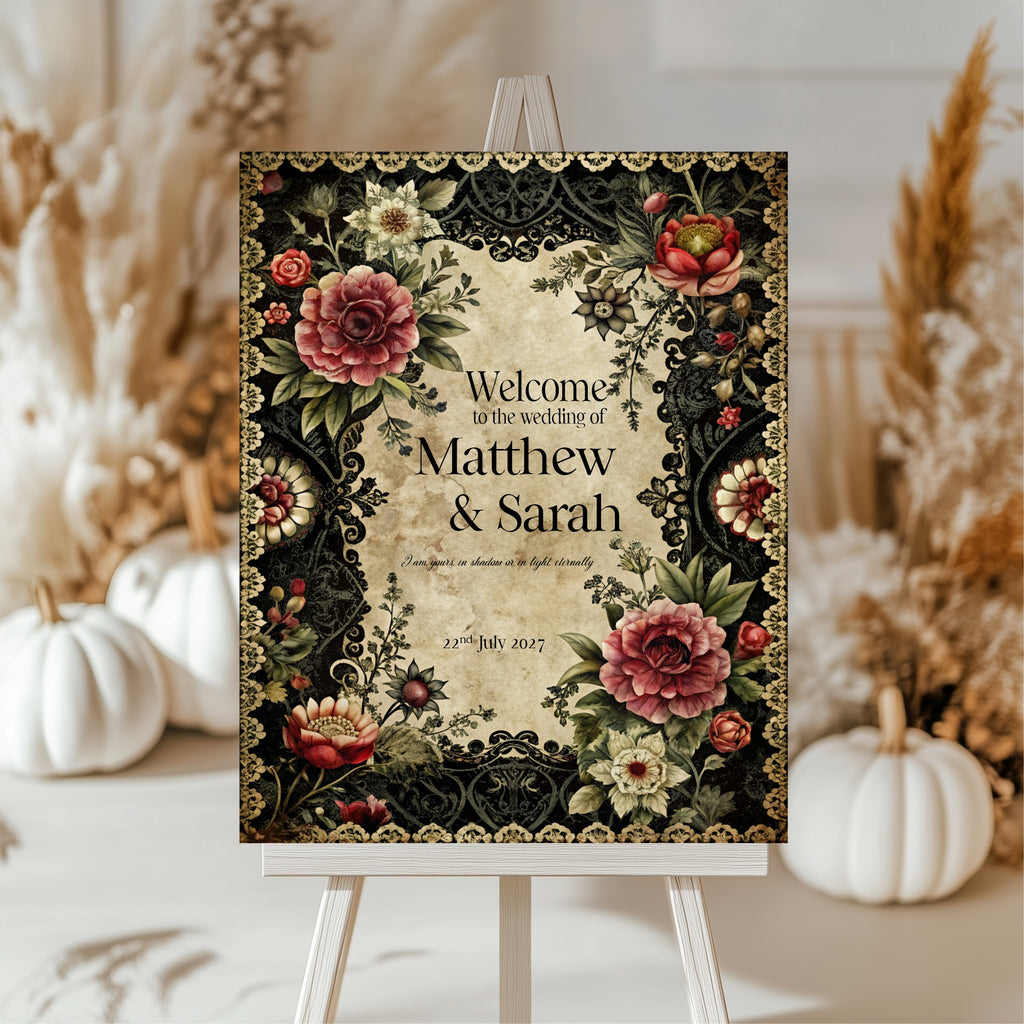 Gothic Floral Complete Wedding Signage Bundle