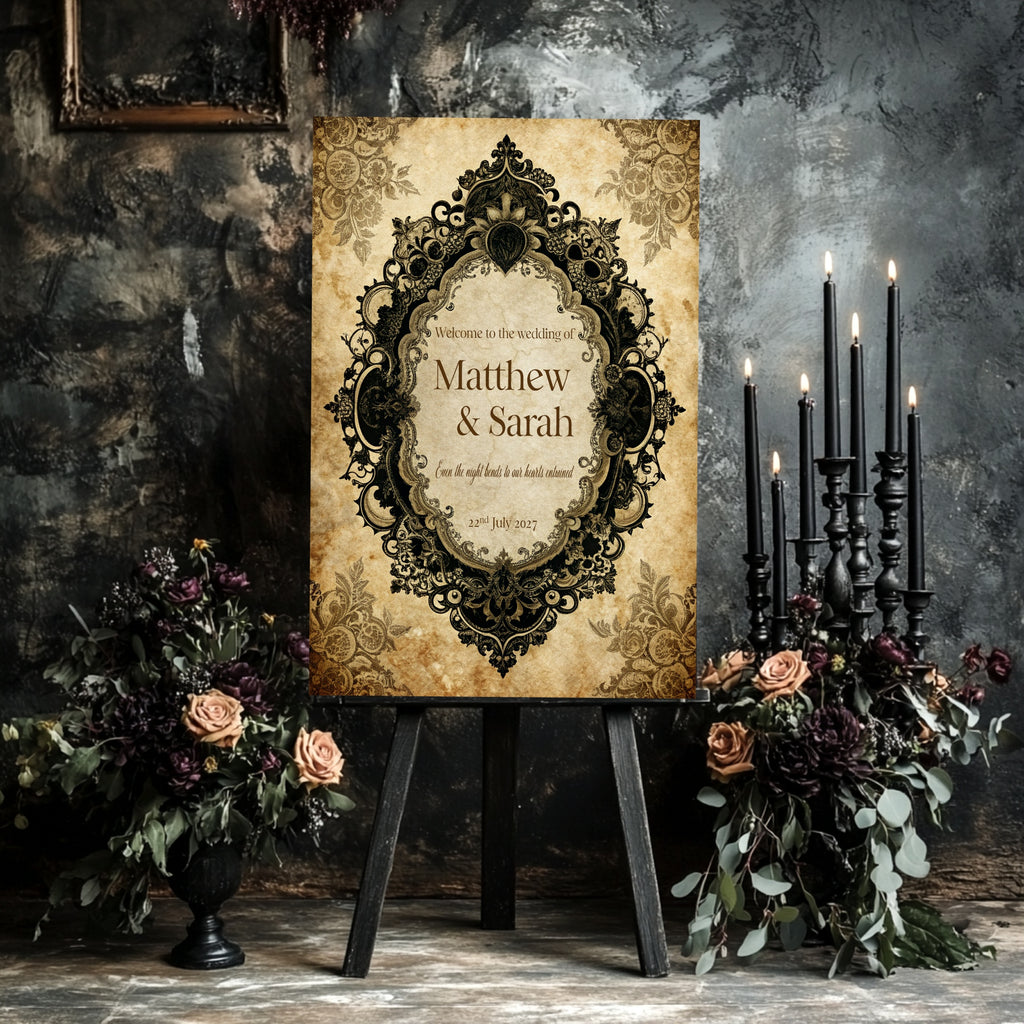 Black Lace Oval Frame Essentials Wedding Signage Bundle