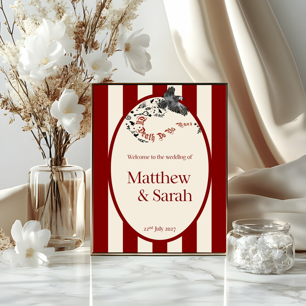 Gothic Bird Til Death Do Us Part Wedding Sign – Double Sided Forever Print