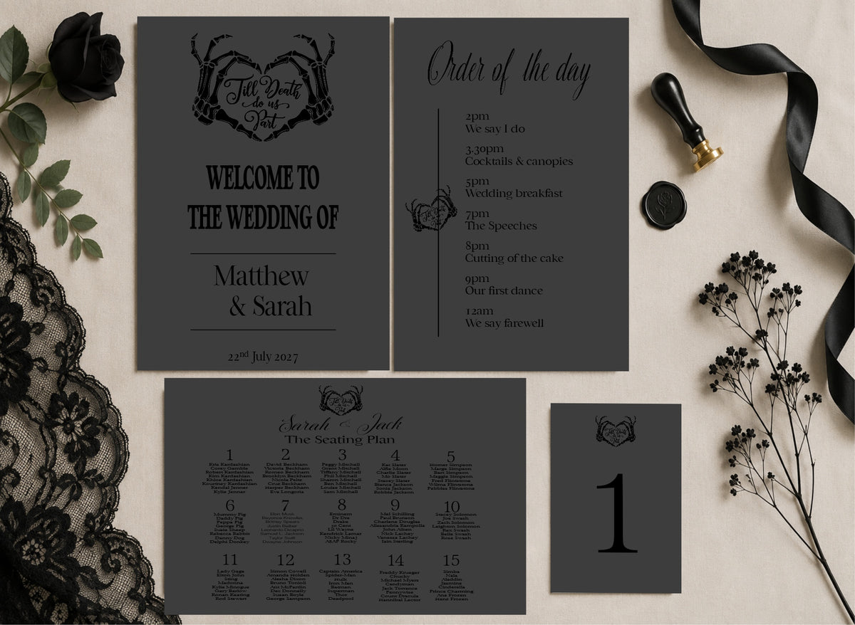 The Lovers Tarot Wedding Seating Plan | Charcoal