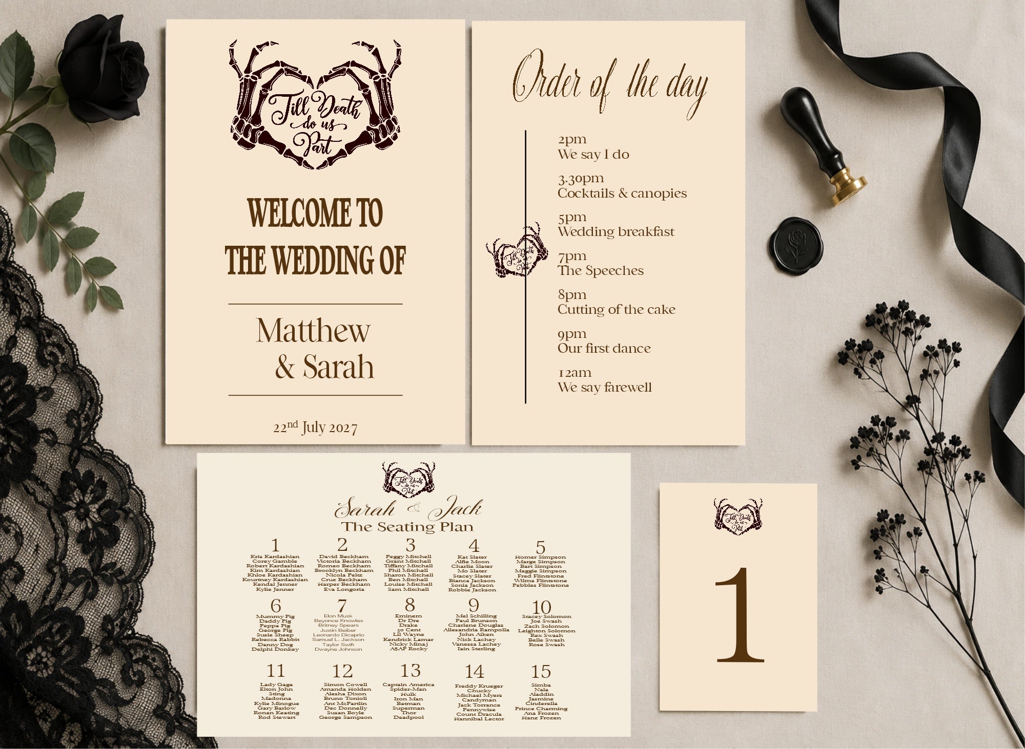 The Lovers Tarot Complete Wedding Signage Bundle | Beige
