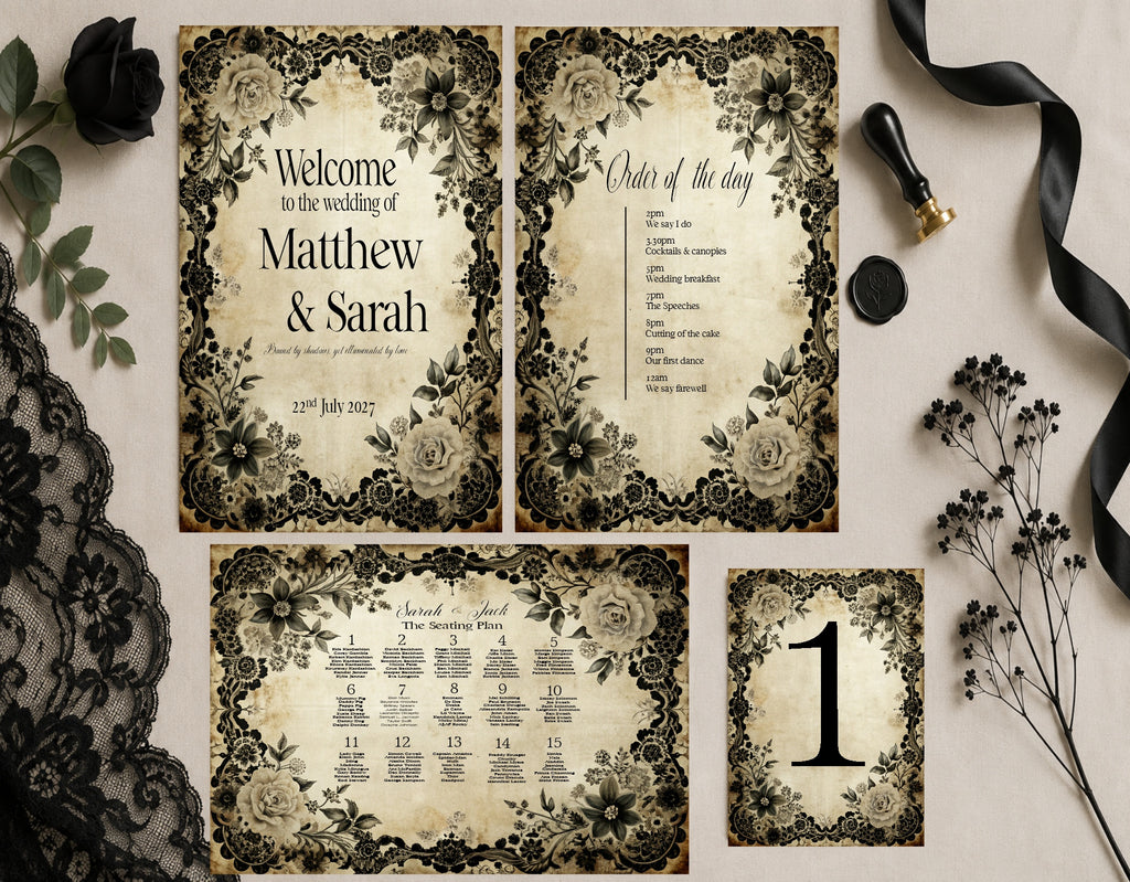 Black Rose Complete Wedding Signage Bundle