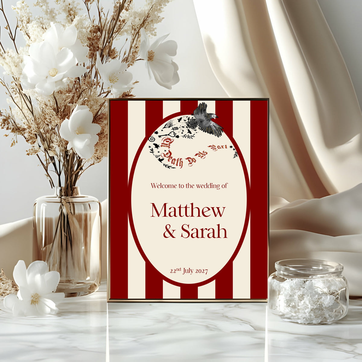 Red Rose & Bird Wedding Signage Bundle – coordinated wedding signage, image 4