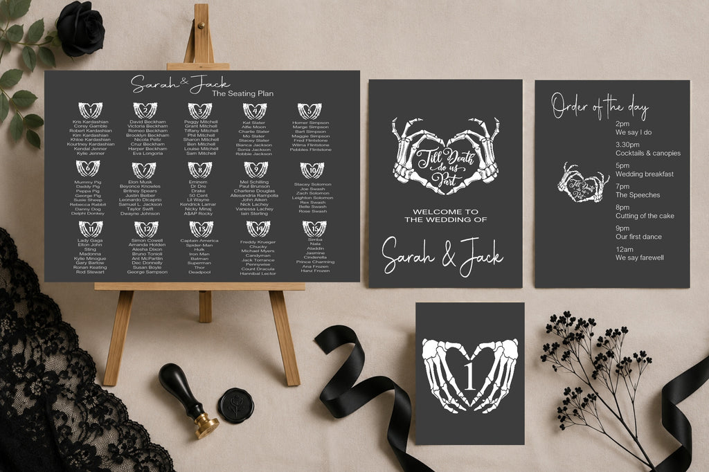 Gothic Till Death Do Us Part Complete Wedding Signage Bundle