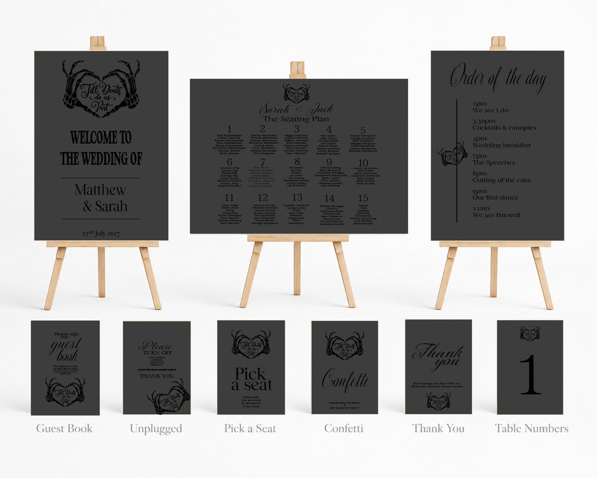 The Lovers Tarot Essential Wedding Signage Bundle | Charcoal