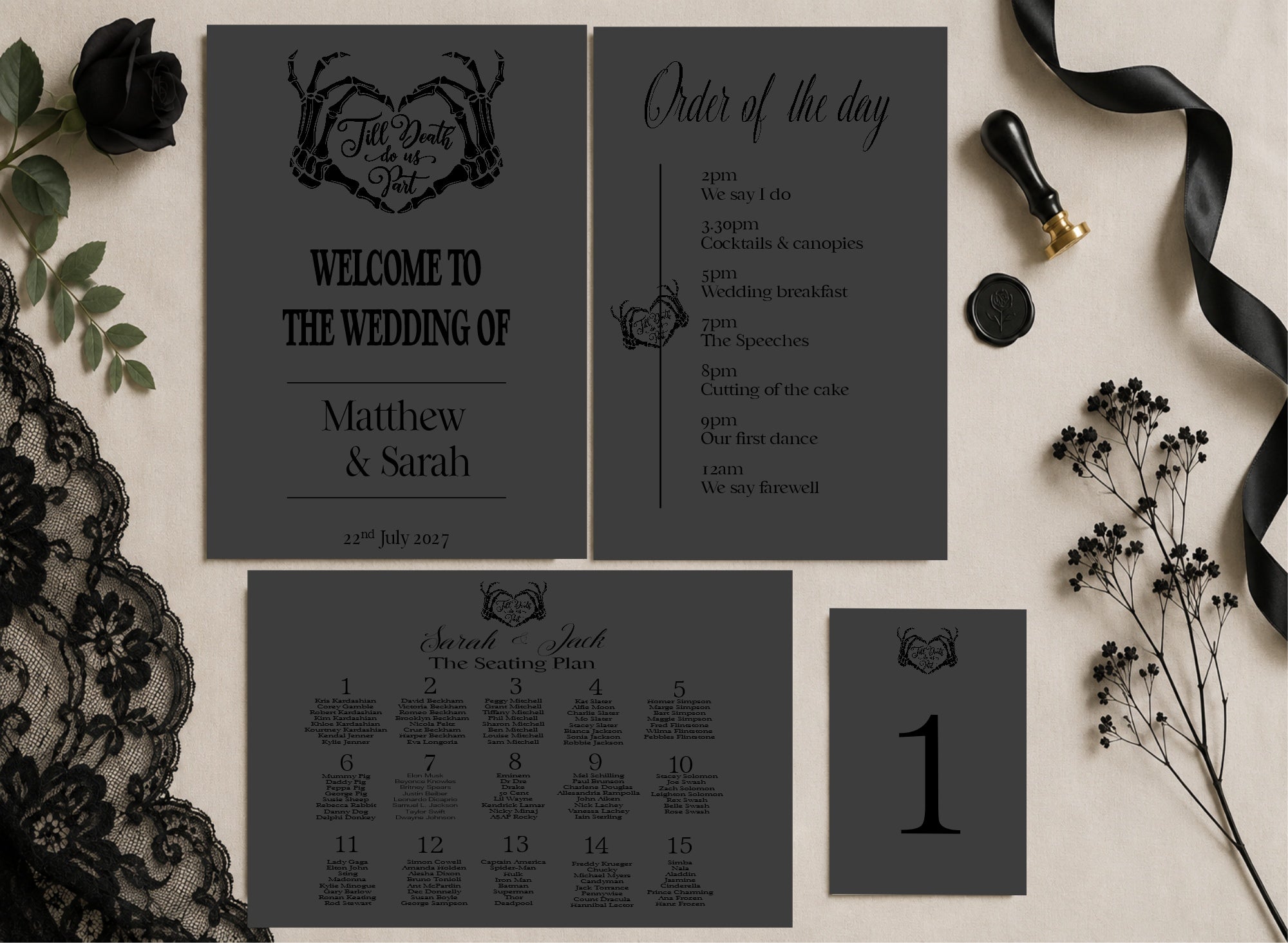 The Lovers Tarot Essential Wedding Signage Bundle | Beige