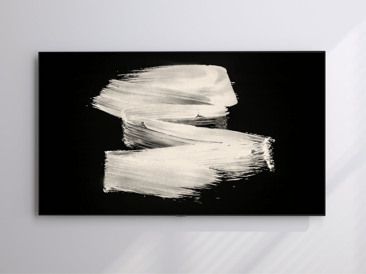 Monochrome Modern Brush Stroke Frame TV Art | Digital Download 4K High Resolution